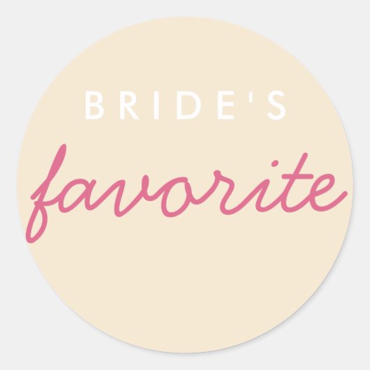 Persoonlijke bride's favoriete Blush Champagne Ronde Sticker (Voorkant)