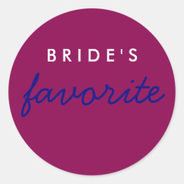 Persoonlijke bride's favoriete magenta marine Blue Ronde Sticker