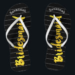 Persoonlijke bridesmaid Faux Gold of enige kleur Teenslippers<br><div class="desc">Faux Gold White en Black Stripes Patroon - Wijzigen in elke kleur door op Aanpassen te klikken. Gepersonaliseerd met jouw naam of wat dan ook en titel of jouw tekst hier. U kunt de kleur van de zwarte ckaardba veranderen! Past elke gebeurtenis aan of maak van hen uw favoriete kleur...</div>