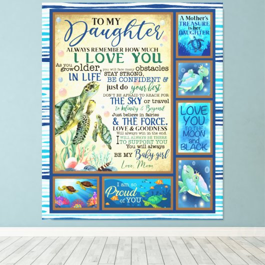 Persoonlijke brief aan mijn dochter van mama canvas afdruk (Insitu (Houten vloer))