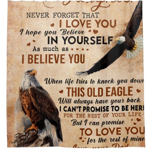 Persoonlijke brief aan mijn dochter van papa douchegordijn (Voorkant)