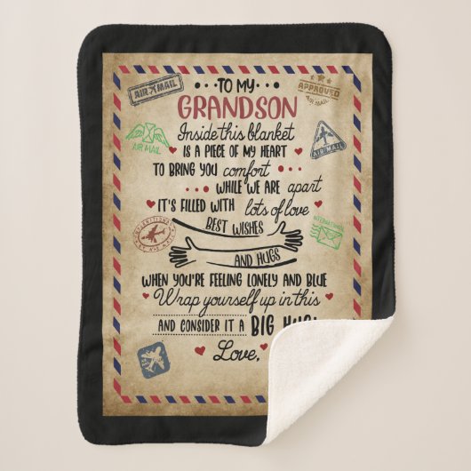 Persoonlijke brief aan Mijn GrandSon Sherpa Deken (Voorkant)