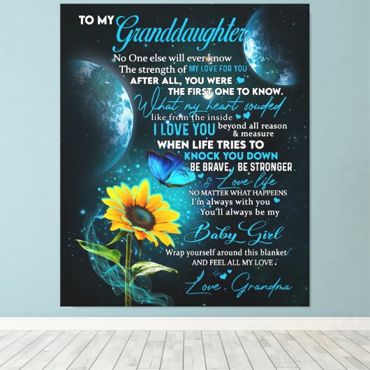 Persoonlijke brief aan mijn kleindochter canvas afdruk (Insitu (Houten vloer))