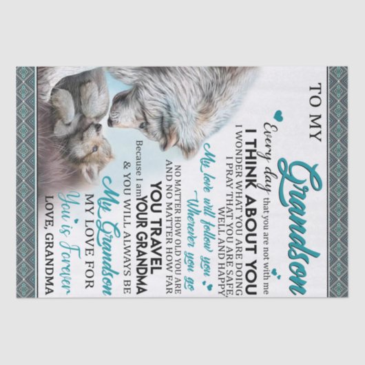 Persoonlijke brief aan mijn kleinzoon, Love Grands Tissuepapier (Voorkant)