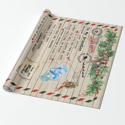 Persoonlijke brief aan mijn kleinzoon van opa, cadeaupapier (Uitgerold)