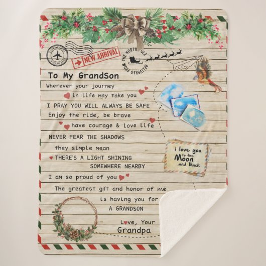 Persoonlijke brief aan mijn kleinzoon van opa, sherpa deken (Voorkant)