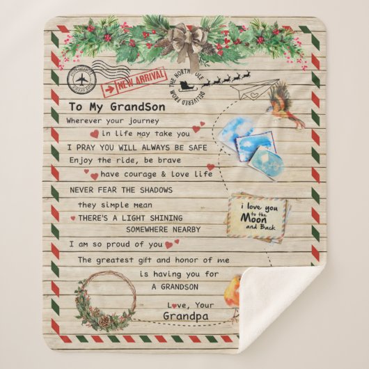 Persoonlijke brief aan mijn kleinzoon van opa, sherpa deken (Voorkant)