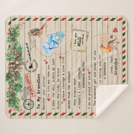 Persoonlijke brief aan mijn kleinzoon van opa, sherpa deken (Voorkant (horizontaal))