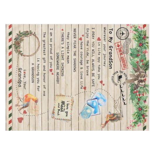 Persoonlijke brief aan mijn kleinzoon van opa tafelkleed (Voorkant (Horizontaal))