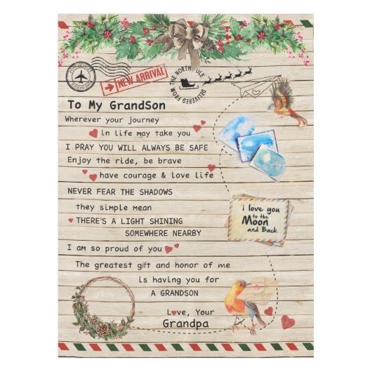 Persoonlijke brief aan mijn kleinzoon van opa tafelkleed (Voorkant)