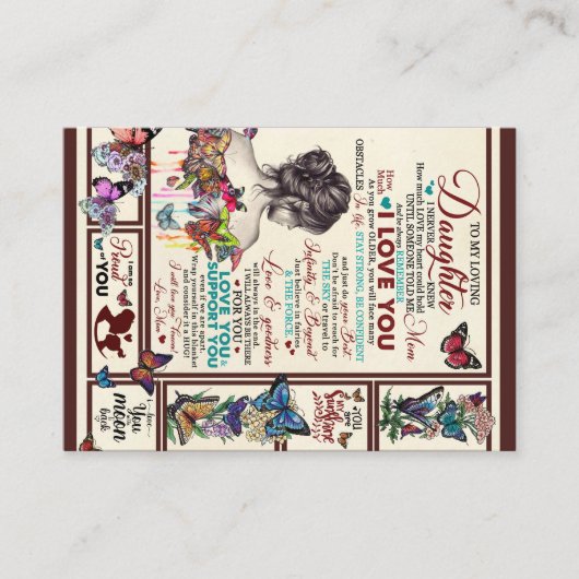 Persoonlijke brief aan mijn liefhebbende dochter visitekaartje (Voorkant)