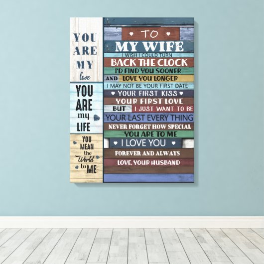 Persoonlijke brief aan mijn vrouw, canvas afdruk (Insitu (Houten vloer))