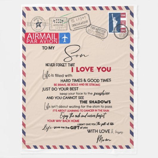 Persoonlijke brief aan mijn zoon fleece deken (Voorkant)