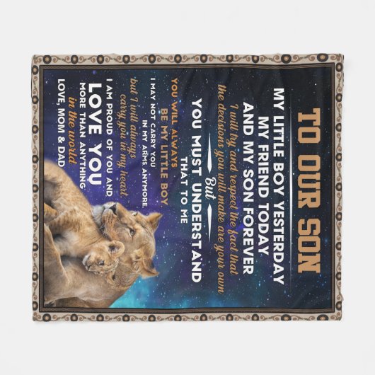 Persoonlijke brief aan onze zoon fleece deken (Voorkant (Horizontaal))