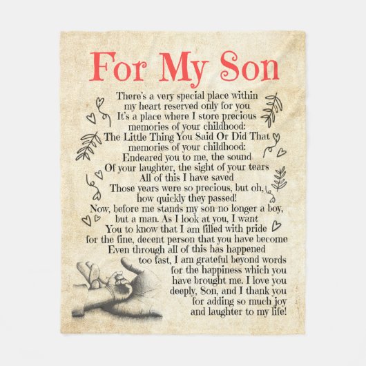 Persoonlijke brief aan voor mijn zoon fleece deken (Voorkant)