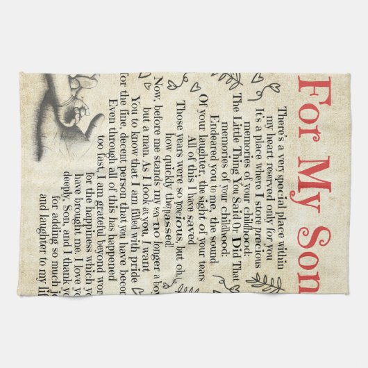 Persoonlijke brief aan voor mijn zoon, zoon Birthd Theedoek (Horizontaal)