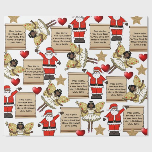 Persoonlijke brief/cadeau van de Kerstman Cadeaupapier (Vlak)