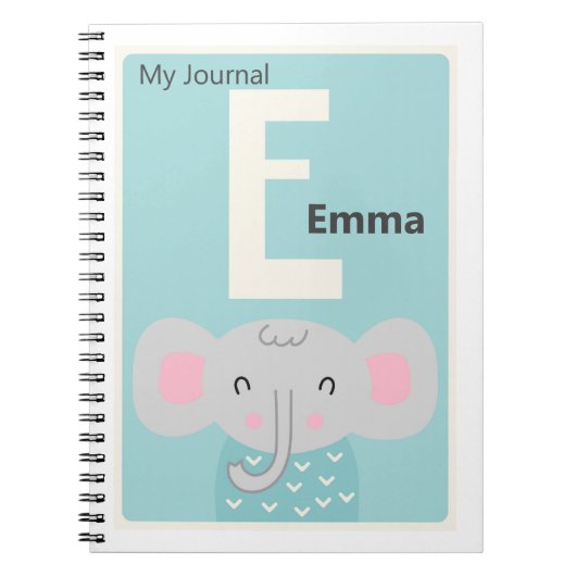 Persoonlijke brief E | Cute Elephant Kinder Journa Notitieboek (Voorkant)