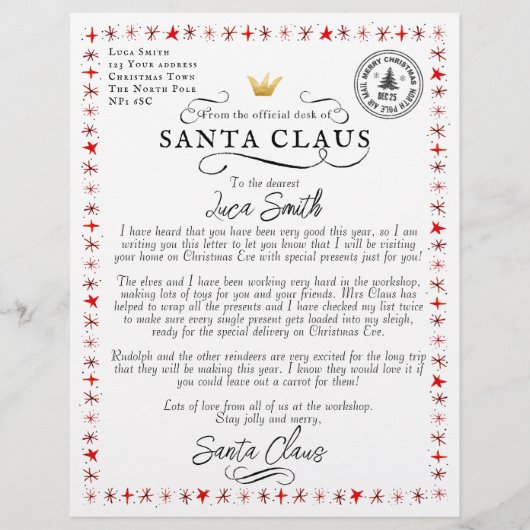 Persoonlijke brief van de kerstman (Voorkant)