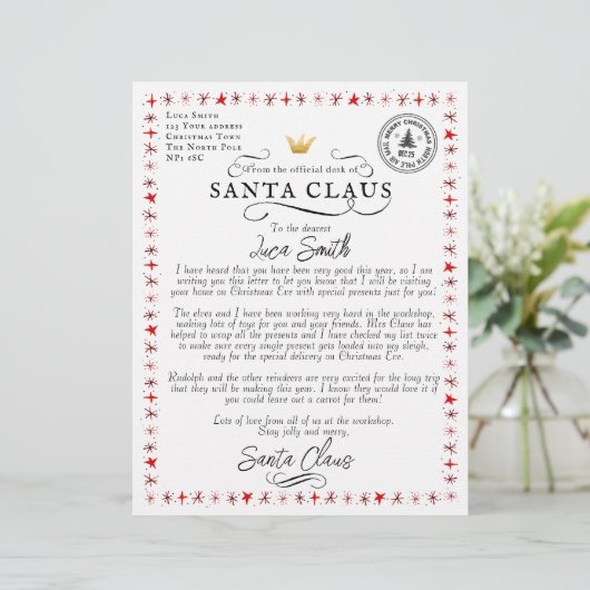 Persoonlijke brief van de kerstman (Staand voorkant)