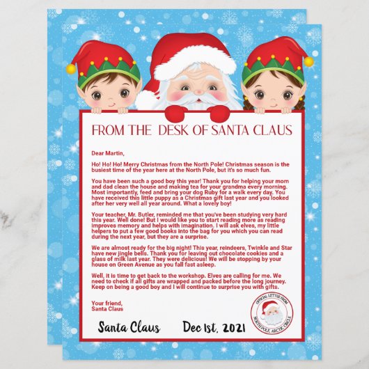 Persoonlijke brief van de Kerstman (Voorkant / Achterkant)