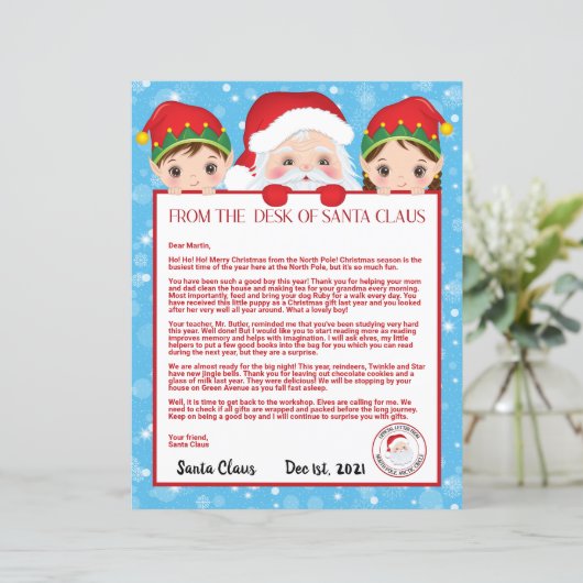 Persoonlijke brief van de Kerstman (Staand voorkant)