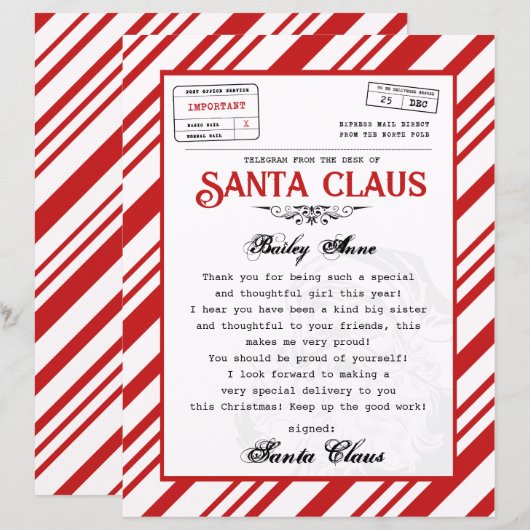 Persoonlijke brief van de Kerstman (Voorkant / Achterkant)