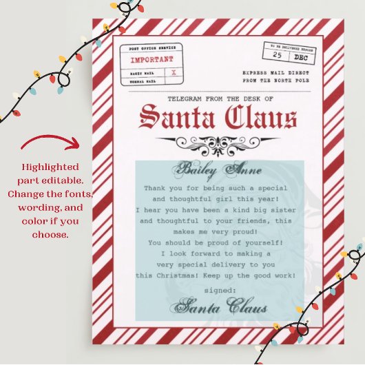 Persoonlijke brief van de Kerstman