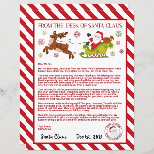 Persoonlijke brief van de Kerstman (Voorkant / Achterkant)