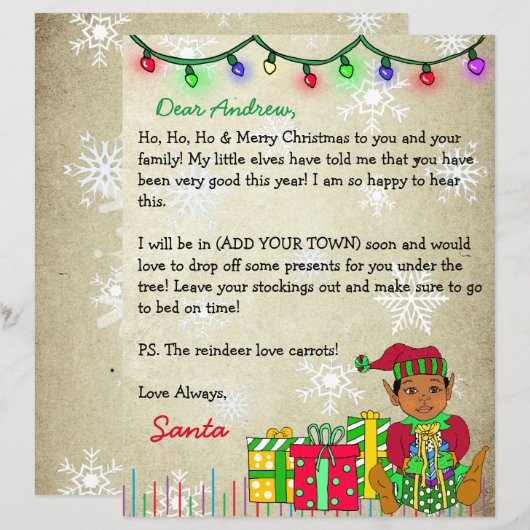 Persoonlijke brief van de Kerstman (Voorkant / Achterkant)