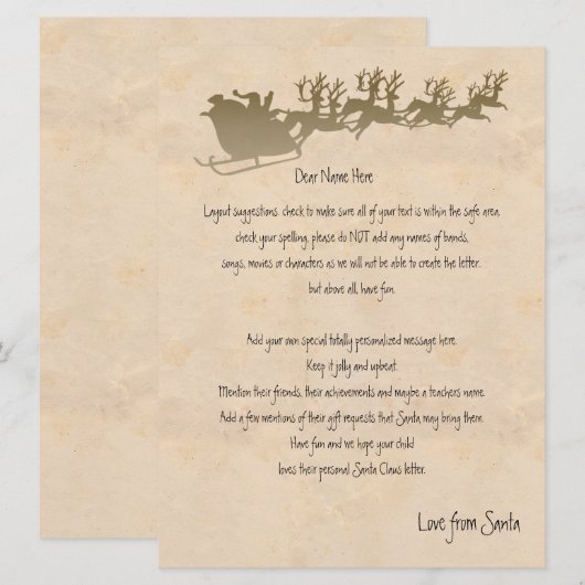 Persoonlijke brief van de Kerstman Feestdagenkaart (Voorkant / Achterkant)