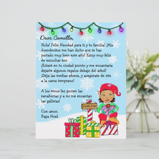 Persoonlijke brief van de Kerstman met Latijns-Ame (Staand voorkant)