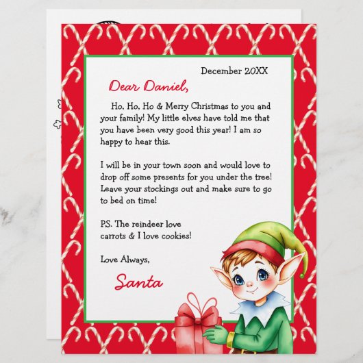 Persoonlijke brief van de Kerstman voor kinderen (Voorkant / Achterkant)