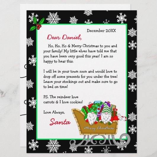 Persoonlijke brief van de Kerstman voor kinderen (Voorkant / Achterkant)