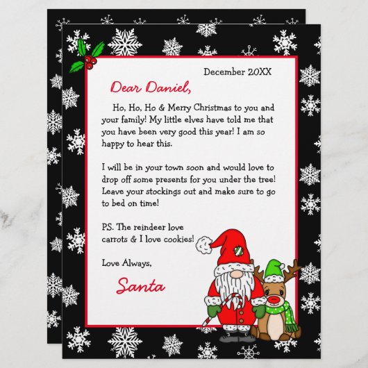 Persoonlijke brief van de Kerstman voor kinderen (Voorkant / Achterkant)