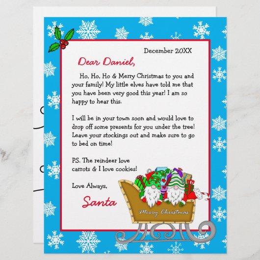 Persoonlijke brief van de Kerstman voor kinderen (Voorkant / Achterkant)