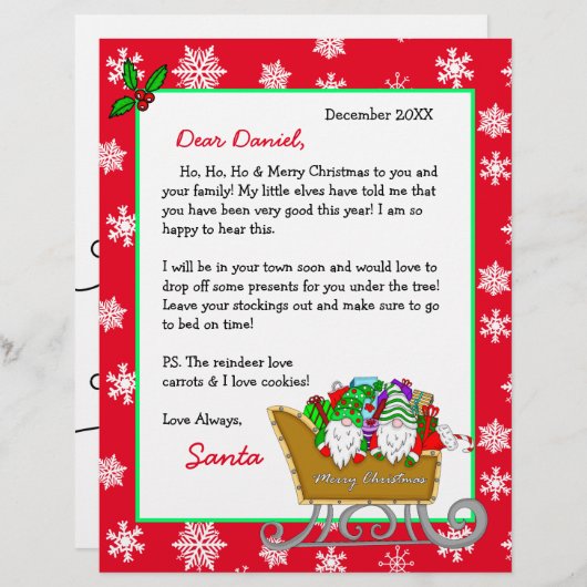 Persoonlijke brief van de Kerstman voor kinderen (Voorkant / Achterkant)