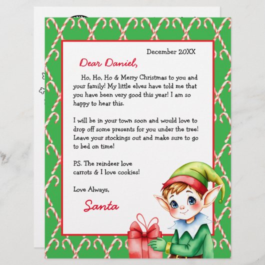 Persoonlijke brief van de Kerstman voor kinderen (Voorkant / Achterkant)