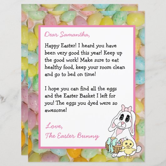 Persoonlijke brief van de paashaas (Voorkant / Achterkant)