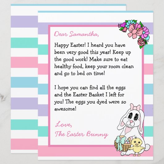 Persoonlijke brief van de paashaas (Voorkant / Achterkant)