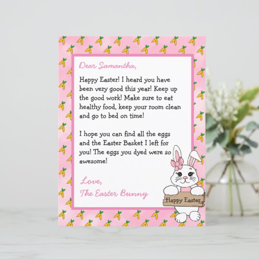 Persoonlijke brief van de paashaas (Staand voorkant)