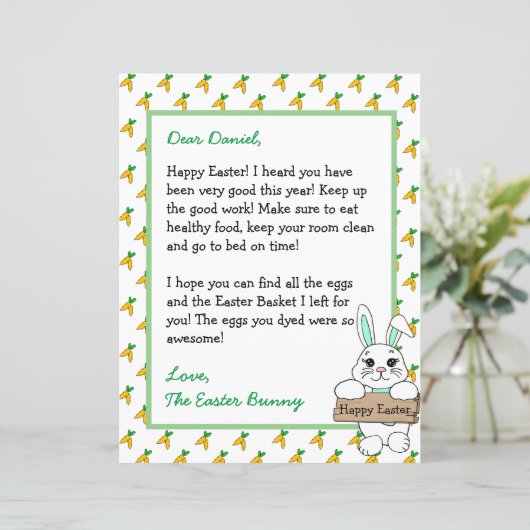 Persoonlijke brief van de paashaas (Staand voorkant)