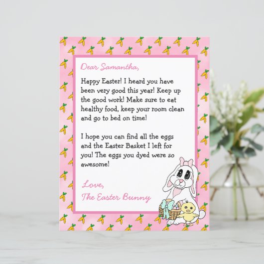 Persoonlijke brief van de paashaas (Staand voorkant)