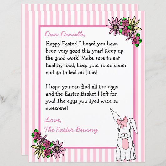 Persoonlijke brief van de paashaas (Voorkant / Achterkant)