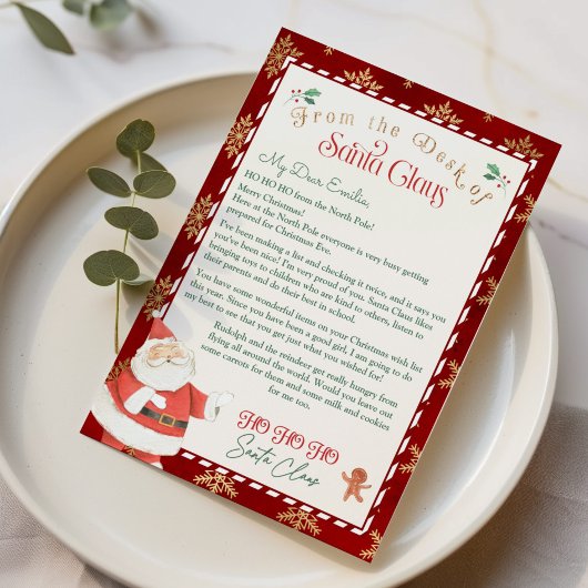 Persoonlijke brief van de sjabloon van Santa Claus Kaart