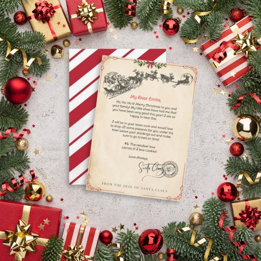 Persoonlijke brief van de sjabloon van Santa Claus Kaart