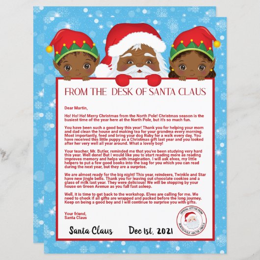 Persoonlijke brief van de Zwarte Kerstman (Voorkant / Achterkant)