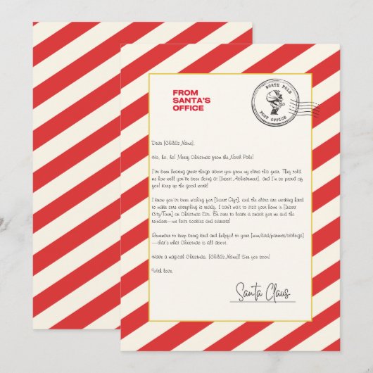 Persoonlijke brief van Kerstman Kaart (Voorkant / Achterkant)