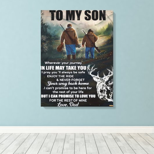 Persoonlijke brief van pa Blanket aan mijn zoon. Canvas Afdruk (Insitu (Houten vloer))