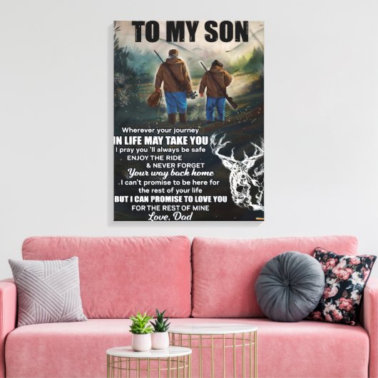 Persoonlijke brief van pa Blanket aan mijn zoon. Canvas Afdruk (Insitu (Woonkamer))